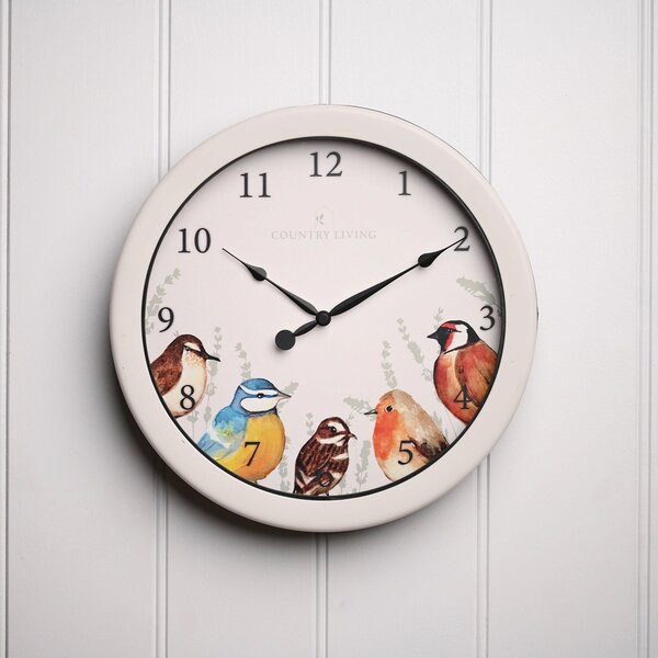 Country Living Garden Birds Indoor Outdoor Wall Clock
