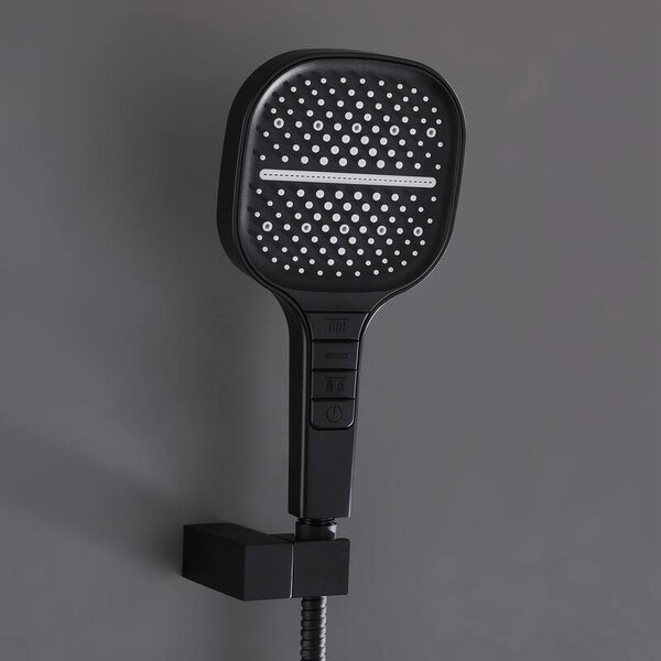 Showery® 7 Mode Water Saving Piano Shower Head, Black