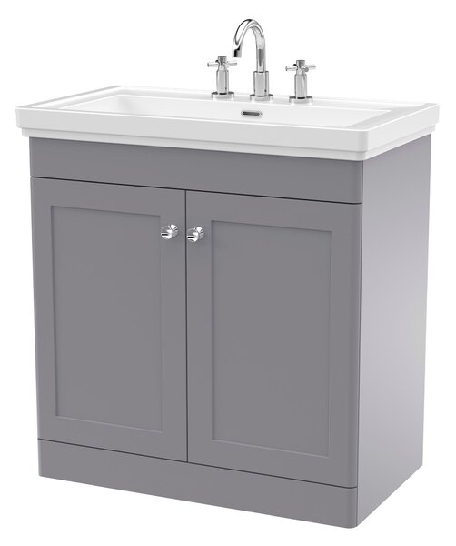 Classique Floor Standing 2 Door Vanity Unit with Basin Satin Grey