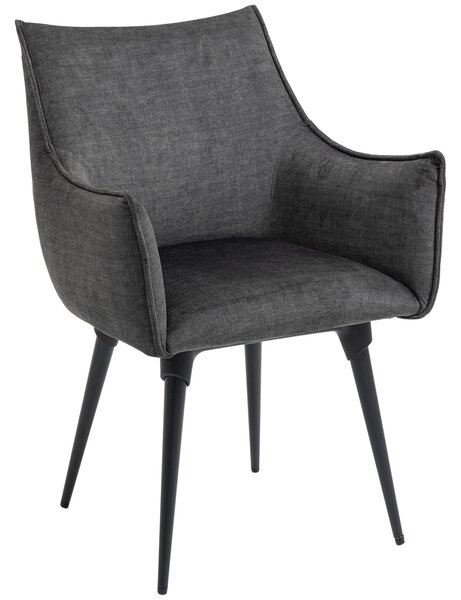 HOMCOM Accent Chairs for Living Room, Bedroom Arm Chair with Steel Legs, Dark Grey