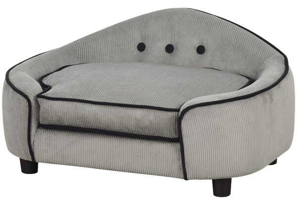 PawHut Pet Sofa Dog Bed Couch Cat Kitten Sponge Removable Cushion Lounge Grey 66.5 x 45 x 35.5 cm