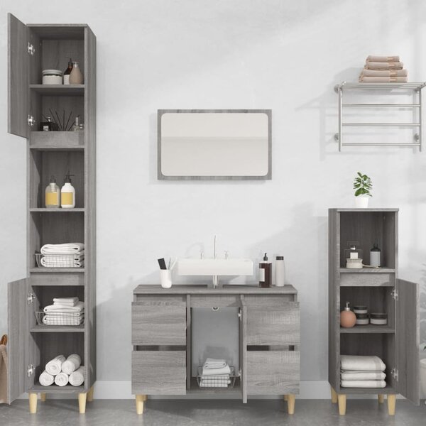 Arvada Wooden 2 Piece Bathroom Furniture Set In Grey Sonoma