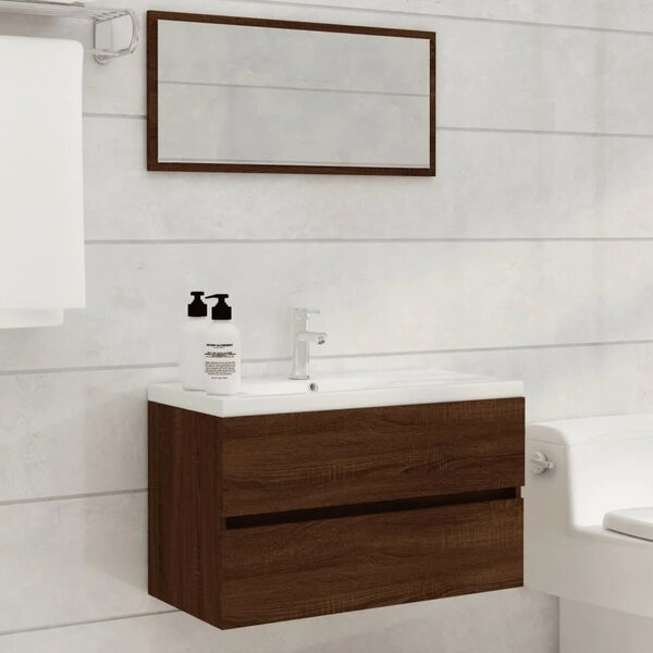 Assago Wooden 2 Piece Bathroom Furniture Set In Dark Brown Oak