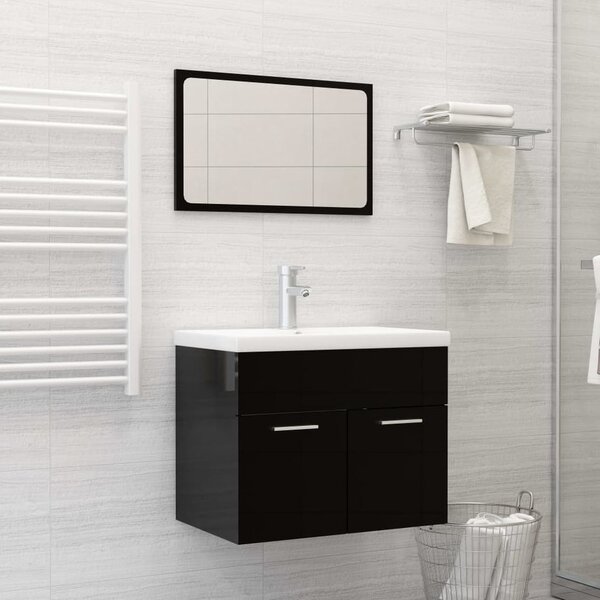 Aztec High Gloss 2 Piece Bathroom Furniture Set In Black