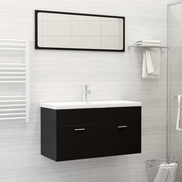 Banff Wooden 2 Piece Bathroom Furniture Set In Black