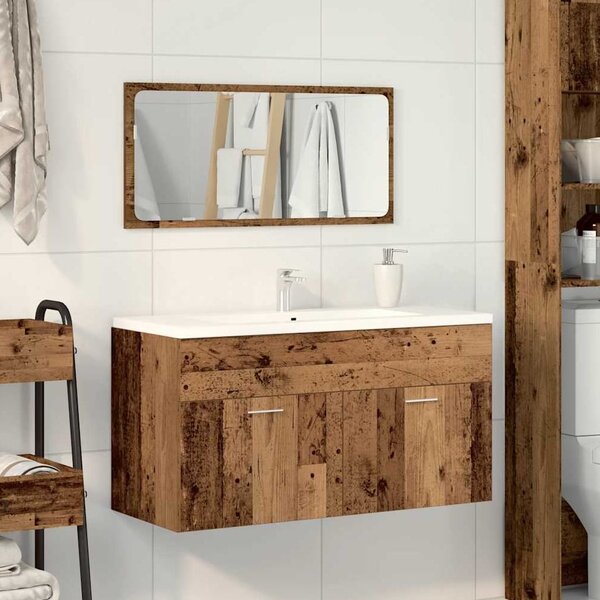 Banff Wooden 2 Piece Bathroom Furniture Set In Brown Oak