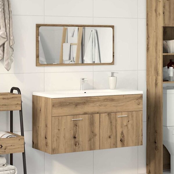 Banff Wooden 2 Piece Bathroom Furniture Set In Oak