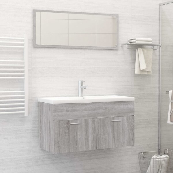 Banff Wooden 2 Piece Bathroom Furniture Set In Grey Sonoma