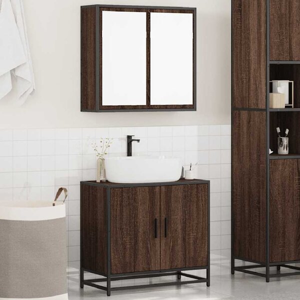 Bolivia Wooden 2 Piece Bathroom Furniture Set In Brown Oak