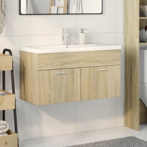 Breccia Wooden 60cm Vanity Unit Without Faucet In Sonoma Oak