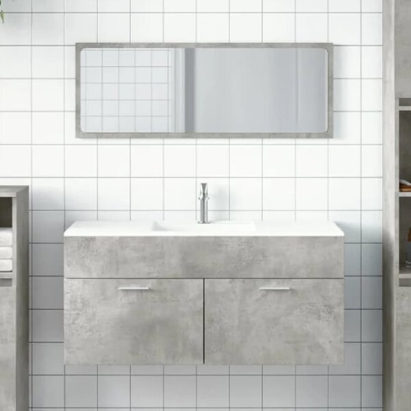 Bastrop Wooden Bathroom Cabinet With Mirror In Concrete Grey