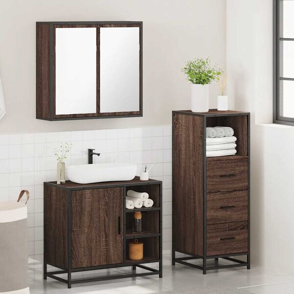 Bohemia Wooden 3 Piece Bathroom Furniture Set In Brown Oak