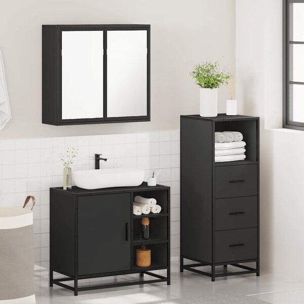 Bohemia Wooden 3 Piece Bathroom Furniture Set In Black