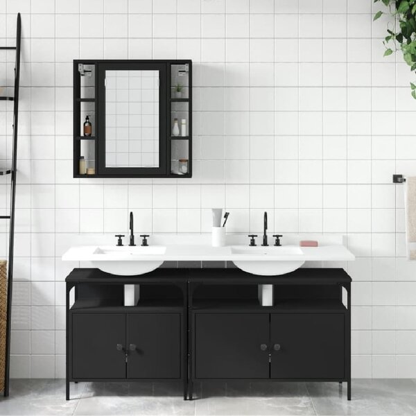 Forsyth Wooden 3 Piece Bathroom Cabinet Set In Black