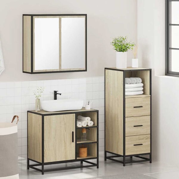 Bohemia Wooden 3 Piece Bathroom Furniture Set In Sonoma Oak