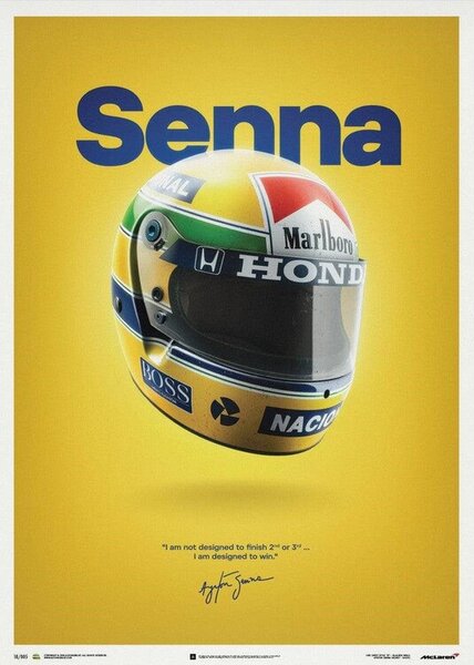 Art Print McLaren MP4/4 - Ayrton Senna - Helmet - San Marino GP - 1988 - Poster, Automobilist