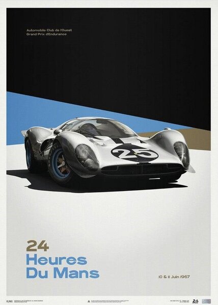 Art Print Ferrari 412P - White - 24 hours of Le Mans - 1967 - Limited Poster, Automobilist