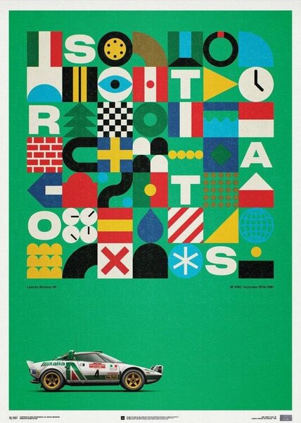 Art Print Lancia Stratos HF - Green - Alitalia - 1974 - Limited Poster, Automobilist