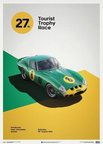 Art Print Ferrari 250 GTO - Green - Goodwood TT - 1962 - Limited Poster, Automobilist