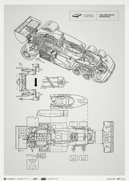 Art Print Giorgio Piola Technical Drawing - Tyrrell P34B - 1977 l Unlimited Poster, Automobilist