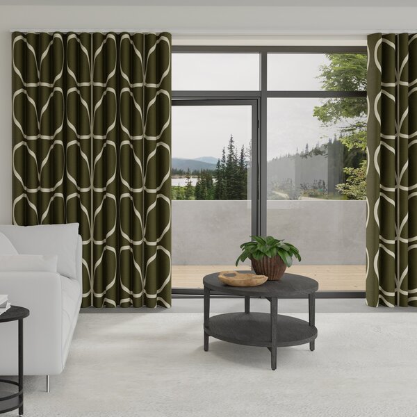 Orla Kiely Jumbo Linear Stem Made To Measure Curtains - Wave Kelp