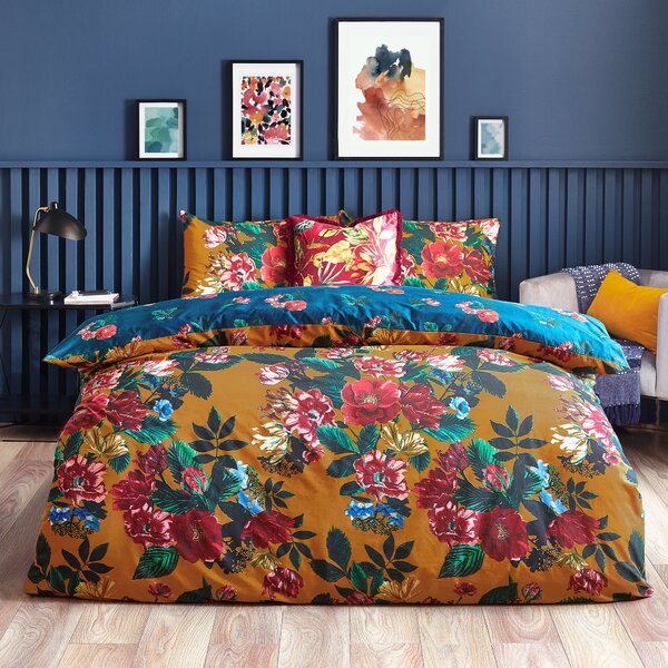 Furn Nadya Floral Duvet Cover Bedding Set Amber