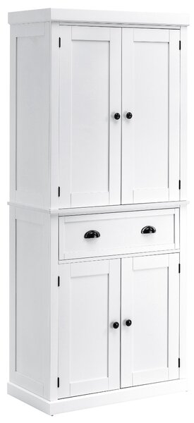 HOMCOM Colonial Charm: Freestanding Kitchen Pantry Cabinet, Traditional Storage Cupboard, White, 76L x 40.5W x 184H cm