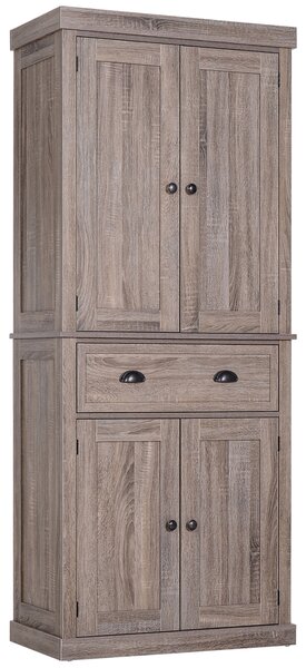 HOMCOM Traditional Colonial Freestanding Kitchen Cupboard Storage Cabinet - 76L x 40.5W x 184H (cm) Dark Wood Grain