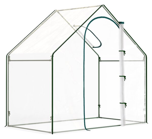 Outsunny Walk In PVC Greenhouse Garden Outdoor Flower Planter Steel Frame w/ Zipped Door & Window 180 x 100 x 168CM White