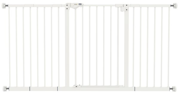 PawHut Pet Gate: Adjustable Pressure Fit with Auto-Close Door for Furry Friends, 74-148cm Wide, Pristine White Aosom UK