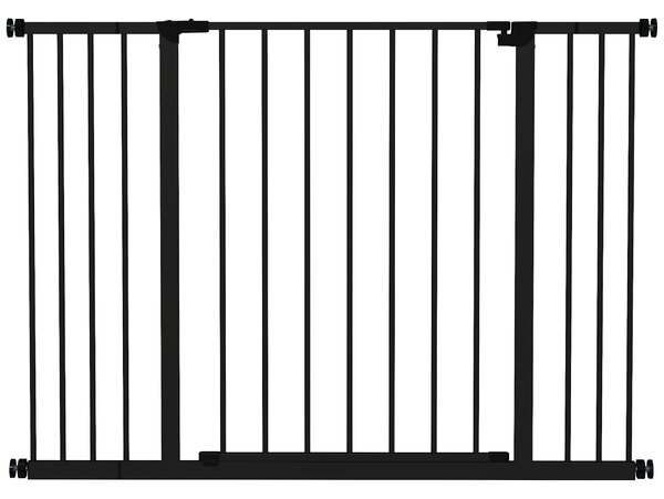 PawHut Safety Pet Gate, Auto-Close Metal Dog Barrier with Adjustable Width 76-107cm, Stair Door, Black Aosom UK