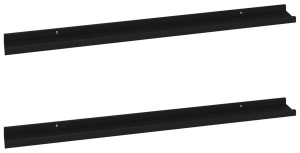 Wall Shelves 2 pcs Black 100x9x3 cm