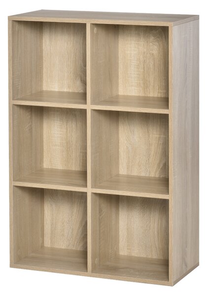 HOMCOM Six-Cube Bookcase - Oak Wood Effect