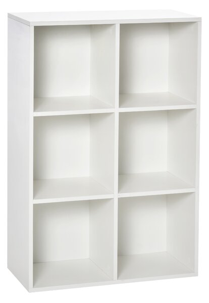 HOMCOM Six-Cube Bookcase - White Wood Effect