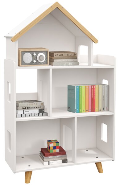 ZONEKIZ 3-Tier Children's Toy Storage Unit with 6 Bins, Freestanding Organiser Shelf for Playroom, White Aosom UK
