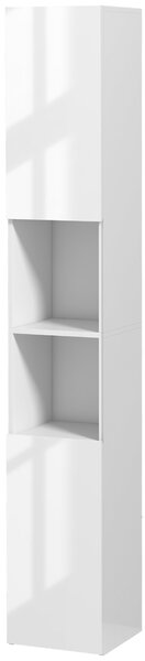 Kleankin Freestanding Bathroom Cabinet, High Gloss Storage Cabinet Floor Storage Cupboard with Mirror, 2 doors and Adjustable Shelves, White