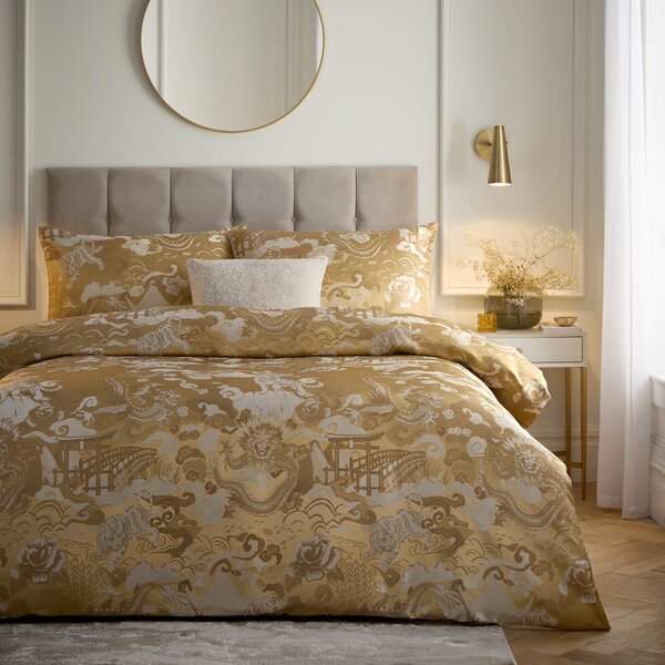 Paoletti Baransu Duvet Cover Bedding Set Gold