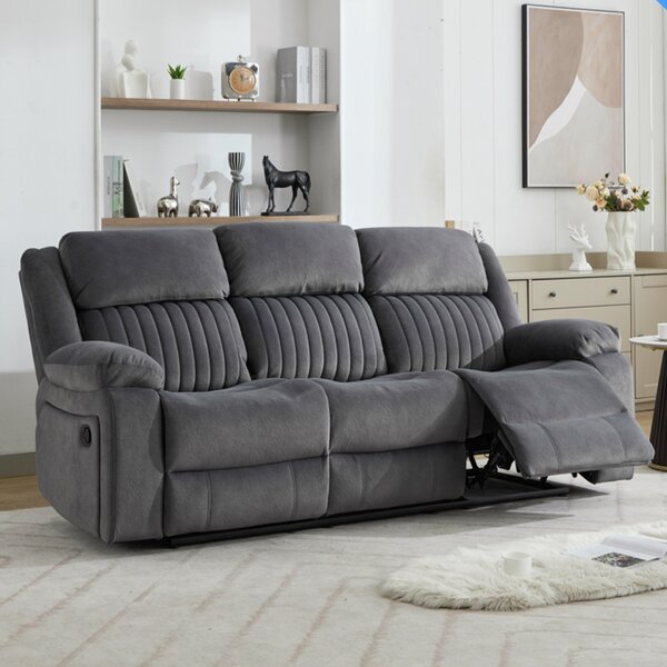Martinez Fabric Recliner 3 Seater Sofa - Slate Grey