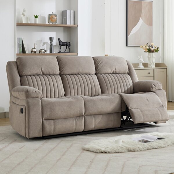 Martinez Fabric Recliner 3 Seater Sofa - Taupe