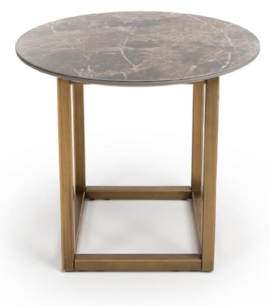 Gabri Sintered Stone Round End Table In Grey