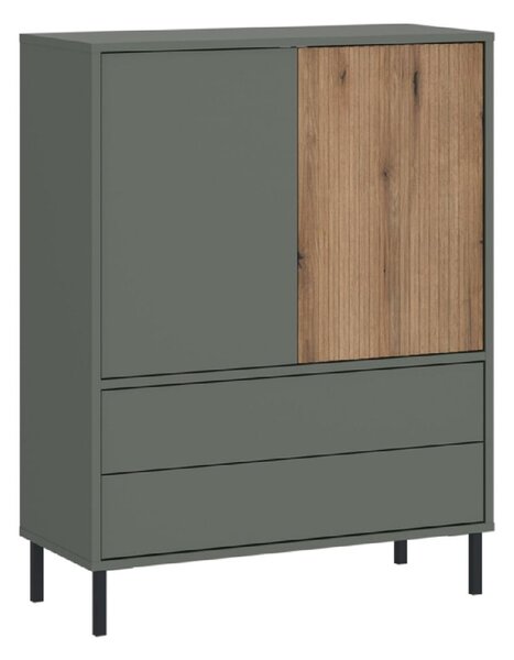 Danville Wooden Sideboard With 2 Doors 2 Drawers in Green And Oak