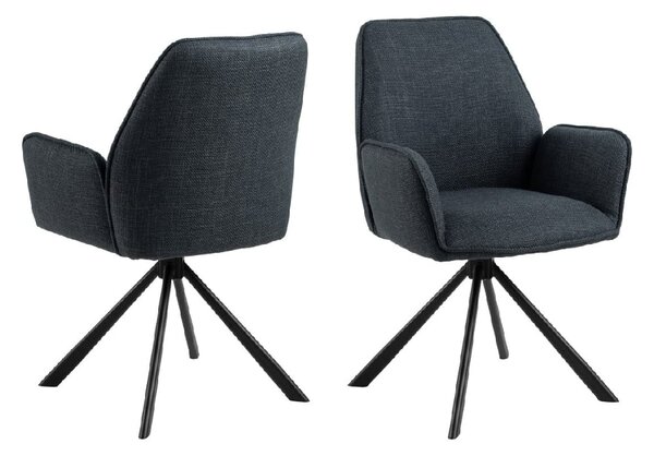 Getzville Grey Fabric Dining Chairs With Black Legs In Pair