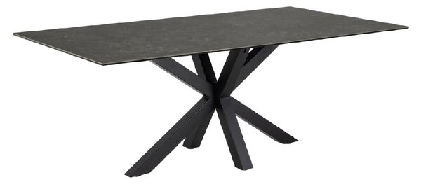 Hebron Ceramic Dining Table With Metal Base In Black