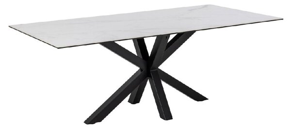 Hebron Ceramic Dining Table With Metal Base In White