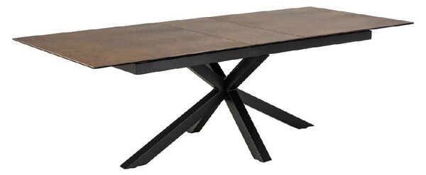 Hebron Ceramic Large Extending Dining Table In Rusty Brown