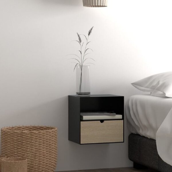 Indio Wooden Bedside Cabinet With 1 Drawer In Black And Bamboo