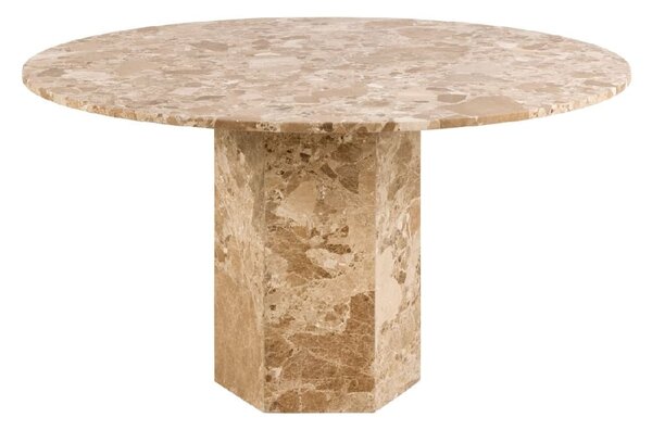 Newry Marble Stone Round Dining Table In Brown