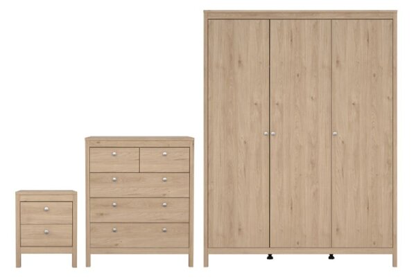 Malibu Wooden Bedroom Furniture Set With 3 Doors Wardrobe In Oak