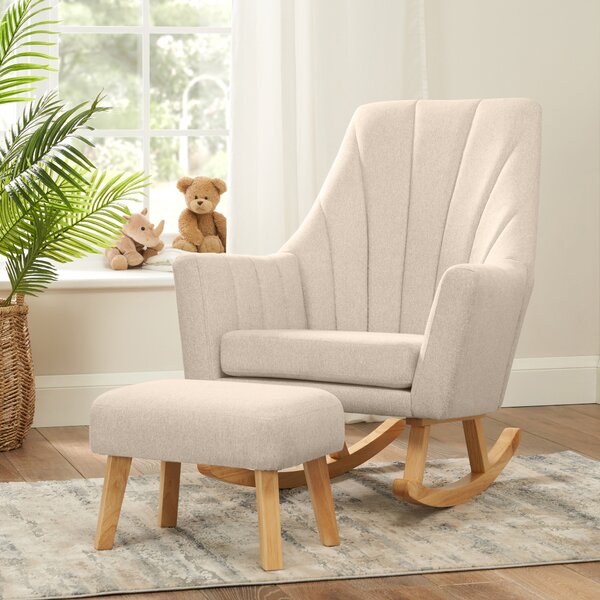 Jonah Rocking Chair and Foot Stool Beige