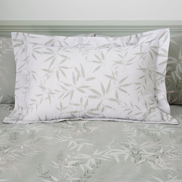 Sophia Shadow Bamboo Sage Oxford Pillowcase Light Green/White